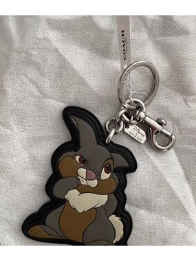 New Coach x Disney Bag Charm Thumper Leather Key Keychain